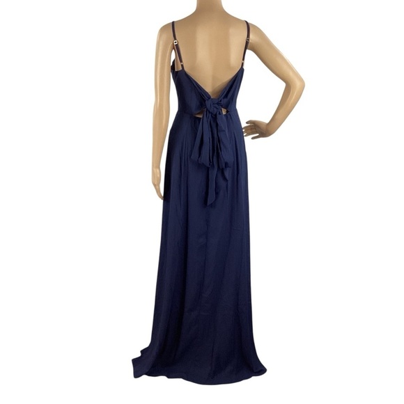 Show Me Your Mumu Lauren Tie Maxi Dress Navy Blue Small - Picture 5 of 9
